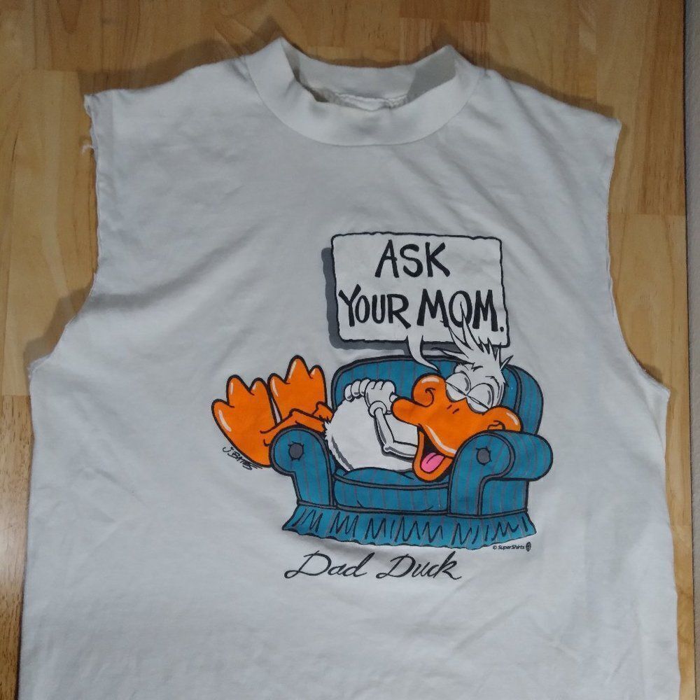 Vintage Super Shirts Dad Duck Ask Your Mom Tank Top